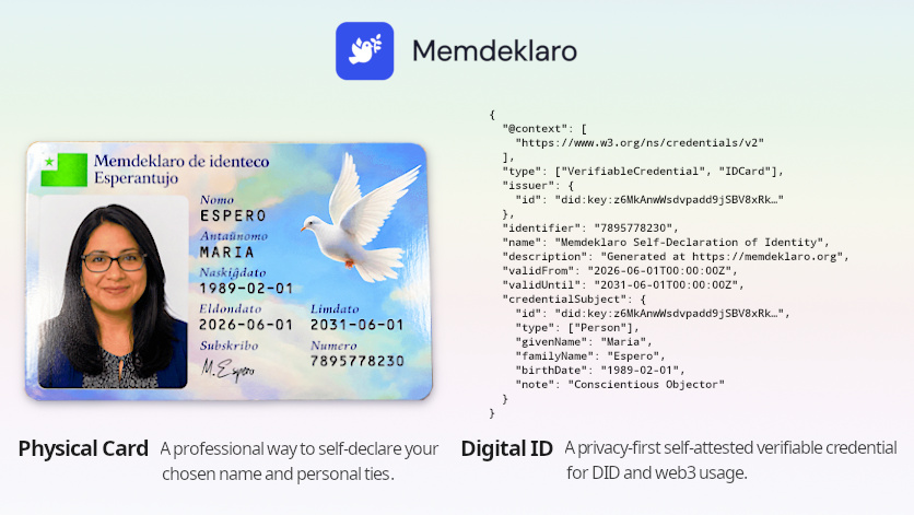 Example of physical and digital declarations